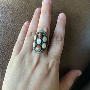 Coral & Opal ring